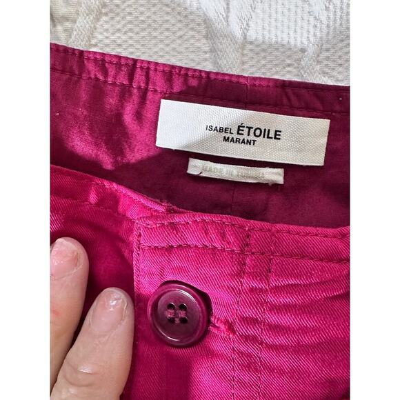 Isabel Marant Red Belted Paperbag Waist Straight Leg Trouser Pants Size 36 - Picture 7 of 11